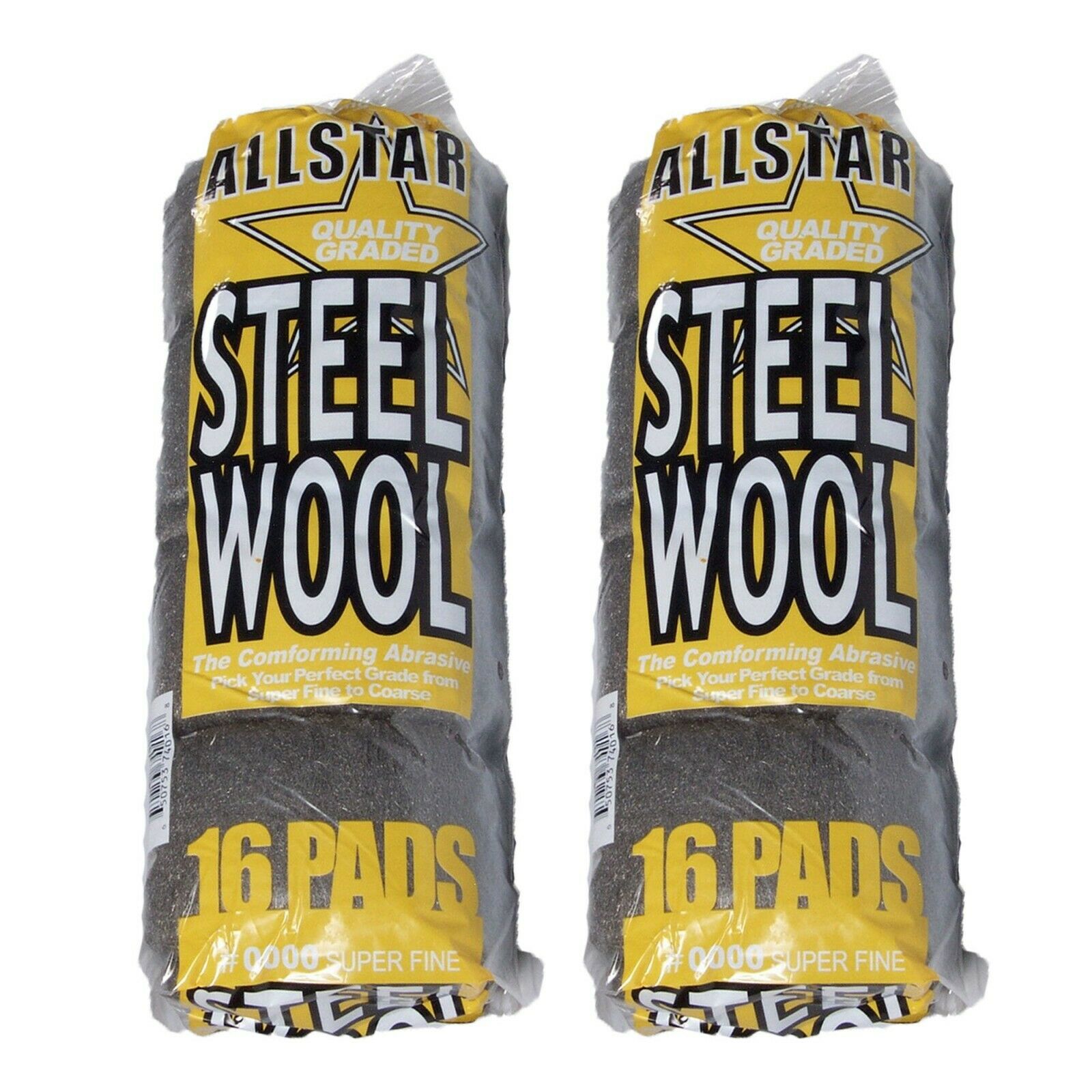 Steel Wool Pads 0000 (32 Pads) Auto Detailing Windshields, Chrome (2 Packs)