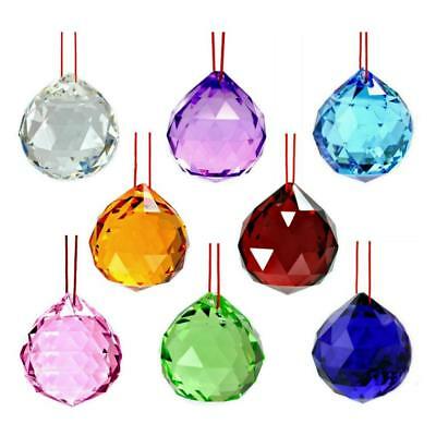 8 MIXED COLOR FENG SHUI CRYSTALS 30mm Hanging Faceted Rainbow Prism Sun Catcher